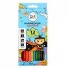 Карандаши 12 цветов, 3-гранные заточ., дерево, 2М, улучш.прокрас, к/к, ПРЕМИУМ FLOMIK