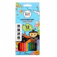 Карандаши 12 цветов, 3-гранные заточ., дерево, 2М, улучш.прокрас, к/к, ПРЕМИУМ FLOMIK
