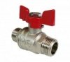 Кран шаровый 1/2" (15мм), Ш-Ш (р/р), ручка-бабочка, PN40, никель, STANDART ГОСТ