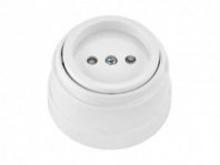 Розетка 1 гнездо О/У, б/з, белая, з/ш, Ретро, BYLECTRICA