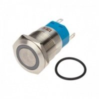 Кнопка антивандальная Ø19 12В(LED) Фикс (5с) OFF-ON/ON-OFF подсв/зеленая REXANT