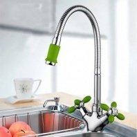 Смеситель для кухни, Frud, гибк излив, с кран-буксой, зел, R43127-6