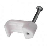 Скоба с гвоздем 10х3мм 50шт, плоская белая REXANT