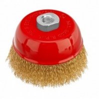 Щетка чашка УШМ 100мм пушистая М14, латунированная витая проволока Matrix