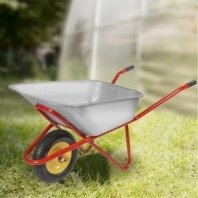 Тачка 1-кол строительная 110л 220 кг на пневмоколесе 4,00-8, 0.7 мм, втул D16 мм, красн, Корона, 31