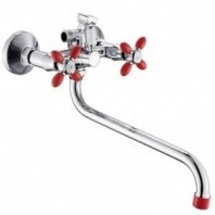 Смеситель для ванны, Эверест, с кран-буксой, красн, B22-071C