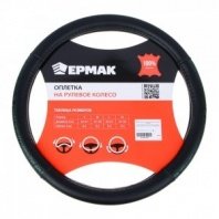 ЕРМАК Оплетка руля, вставка узор серо-зеленый, экокожа, черный (М)