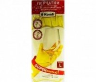 Перчатки хозяйственные латексные L, Komfi  Super контакт DGL018L 7891/2166