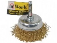Щетка для дрели 75мм, чашка пушистая со шпилькой InWork