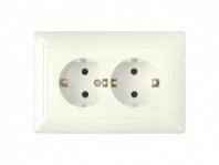 Розетка 2 гнезда С/У, с/з, бежевый, Стиль, BYLECTRICA