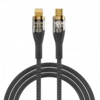 Кабель для зарядки Type-C - iP (Lightning), 1м, 2,4А, Быстрая зарядка 22W, черный Space Cable Techno BY