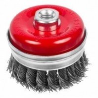 Щетка чашка УШМ 80мм крученая М14, усиленная, стальная проволока, посадочная гайка РемоКолор