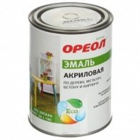 Эмаль акриловая белая 0,9кг, мат, Ореол