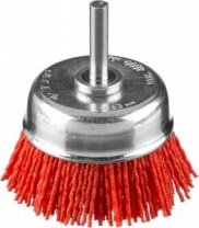 Щетка нейлоновая для дрели 63мм, чашка со шпилькой проволока, Профессионал (35165-063) ЗУБР