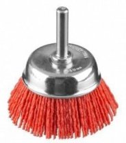 Щетка нейлоновая для дрели 75мм, чашка со шпилькой, Strong