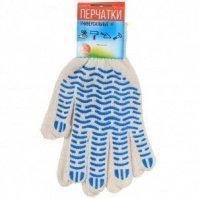 Перчатки х/б, ПВХ покр, волна, 7.5кл, 4нит, бел осн, европодвес