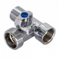 Кран латунный, для бытовых приборов, бабочка, хром, 1/2"х3/4"х1/2" вн/нар/нар,  CA3H1234, (шт.)