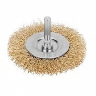 Щетка для дрели 75мм, дисковая пушистая со шпилькой, латунированная проволока Matrix