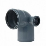 Уголок с отводом канализационный 110х50 мм, 90 град., правый, Мультимирпласт, ОТВ ВК 110/50/87.5 ПР