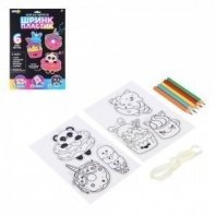 ХОББИХИТ Набор для творчества "Шринк пластик", PS, текстиль, цветные карандаши, 15,5х25см, 4 дизайна