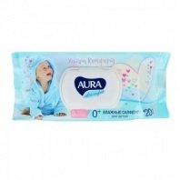 Салфетки влажные 120шт детские, с экстрактом алоэ и витамином Е, с крышкой, AURA, Ultra Comfort