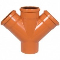 Крестовина канализационная наружная 1-плоск, 110х110х110мм, 45 град., РосТурПласт, рыжая, 36550