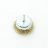 Щетка для дрели 75мм, чашка пушистая со шпилькой, латунированная мягкая, 0,3мм, Bohrer