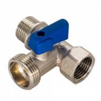 Кран латунный,  для бытовых приборов, флажок, никель, 1/2"х3/4"х1/2" вн/нар/нар, CA3N1234, (шт.)