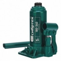 Домкрат гидравлический бутылочный 5 т, h подъема 180-340мм, Сибртех