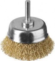 Щетка для дрели 63мм, чашка пушистая со шпилькой, стальная 0.3 мм, Профессионал (3525-063) ЗУБР