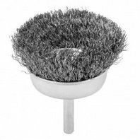Щетка для дрели 65мм, чашка пушистая со шпилькой, проволока 0,3мм Сибртех