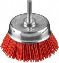 Щетка нейлоновая для дрели 75мм, чашка со шпилькой проволока, Профессионал (35165-075) ЗУБР