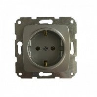 Розетка 1 гнездо С/У, с/з, Серебряный металлик, 16А мех. KRANZ, DEA