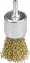 Щетка для дрели 30мм, чашка пушистая со шпилькой стальная латунированная проволока 0.3 мм, (35113-30) STAYER