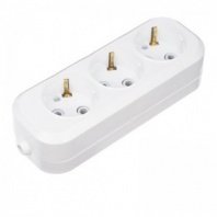 Колодка 3 гнезда с/з белая 10А 2,2кВт 250В IP20 REXANT