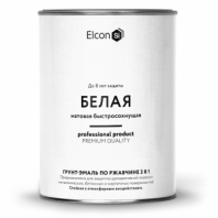 Грунт-эмаль белая 0,8кг, 3 в 1, матовая, по ржавчине, быстросохнущая, ELCON