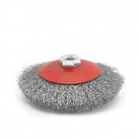 Щетка металл. для УШМ 125мм/М14 тарелка пушистая, стальная витая проволока Pobedit