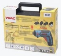 Акк. отвертка 4,0В, 1х1,5Ач, 4Нм, с набором бит и аксессуаров 36пр, в кейсе WMC TOOLS
