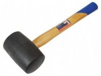 Киянка резиновая 1200г, черная, с дер. ручкой, прямого типа, 90мм