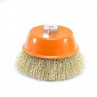 Щетка чашка УШМ 125мм пушистая М14, латунированная волнистая Pobedit