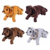 Собачка на приборную панель, ворс, пластик, 13x8см NEW GALAXY