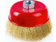 Щетка чашка УШМ 125мм пушистая М14, мягкая латунированная Strong