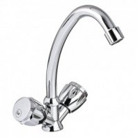 Смеситель для кухни поворотный излив 20см, керам.кран-буксы 1/2, хром.цинк КВ01-Т215 Klabb Ермак