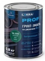 Грунт-эмаль зеленый мох 0,8кг, 4 в 1, по ржавч, быстросохнущ, Лакра PROF IT RAL 6005