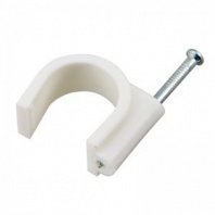 Скоба с гвоздем 20мм 50шт, круглая белая REXANT