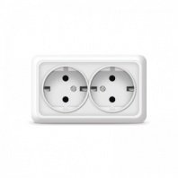 Розетка 2 гнезда О/У, с/з, белая, 16А, О0128(G-O0128) ОЛИМП