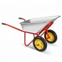 Тачка 2-кол строительная 110л 240кг на ПУ колесе 3,25-8, сталь, 0.8 мм, втул d25 мм, красн, Корона