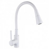Смеситель для кухни, гибкий излив, керам. картридж 35мм, белый, цинк, SK01-F132 СоюзКран