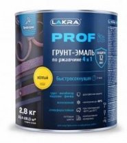 Грунт-эмаль желтая 2,8кг, 4 в 1, по ржавч, быстросохнущ, Лакра PROF IT