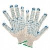 Перчатки х/б, ПВХ покр, точка, 7.5кл, 3нит, бел осн, Эконом